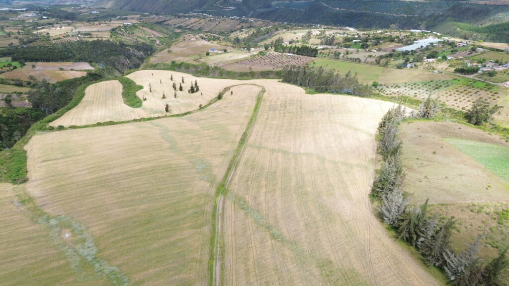 Vista aérea de terreno abierto en las montañas